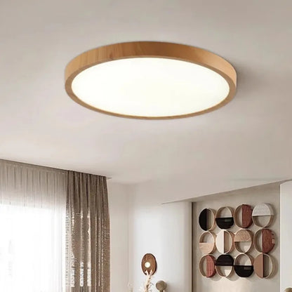 Modern LED Ceiling Light Circular Ultrathin Wood Grain