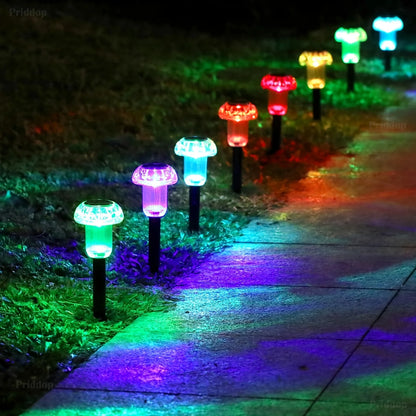 4 Pieces Solar Pathway Lights Outdoor Vibrant LED Mushroom