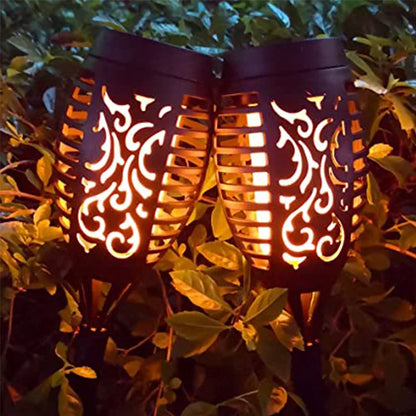 Solar Garden Flame Lights Flickering Flame Lamp Outdoor Lawn Light