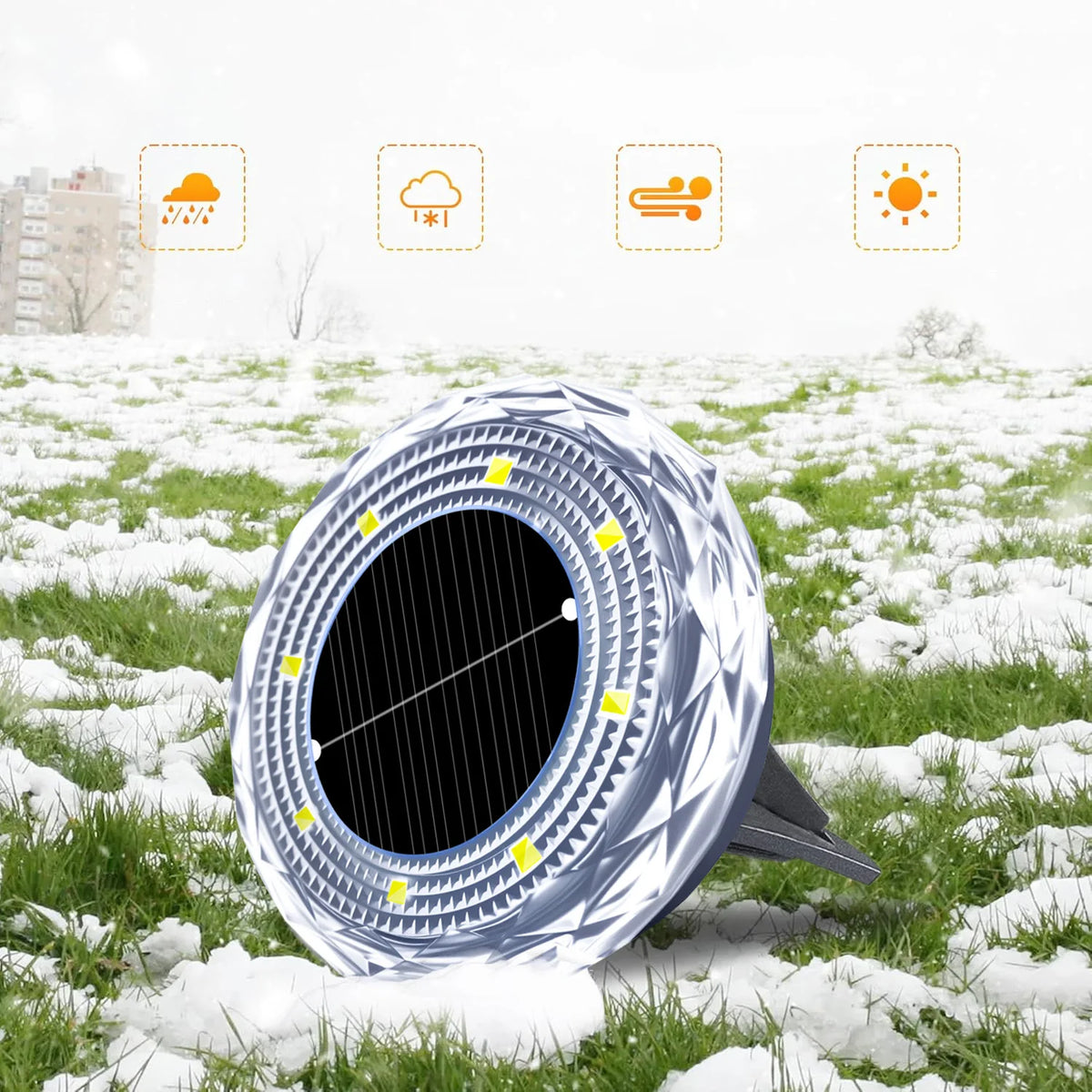 4Pack Outdoor Solar Ground Buried Light Crystal Diamond