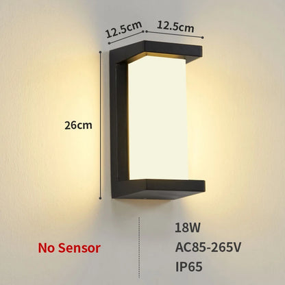 LED Outdoor Wall Lamp Waterproof IP65 Radar Sensor Ligthing