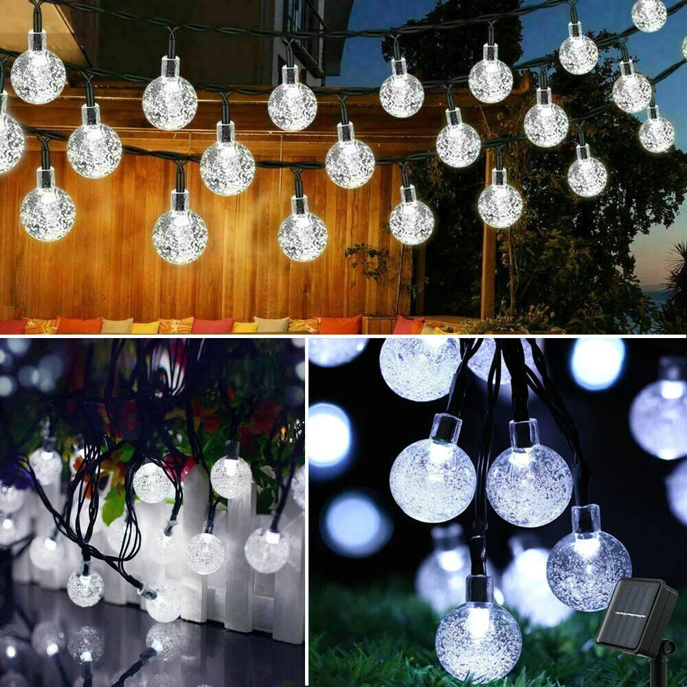 LED Solar Powered Crystal Ball Fairy String Lights Garden