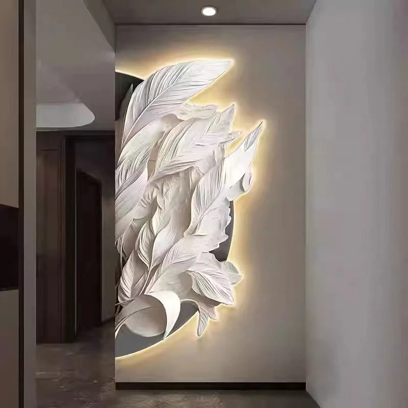 Family Entrance Feather Mural Lamp Modern Lamp