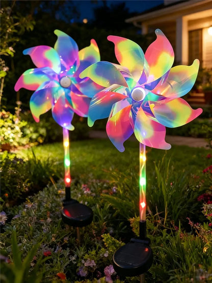 1PC Colorful Windmill Solar Garden Lamp Outdoor Pathway