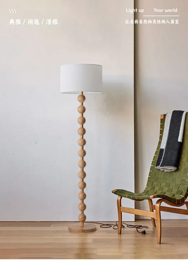 Vintage Floor Lamp Art Led Fabric Iron Vertical Light