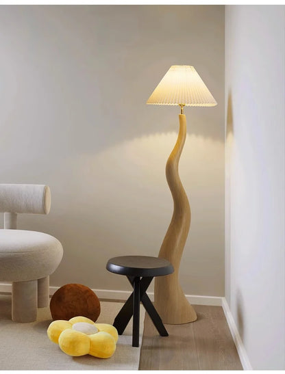 Vintage Living Room Floor Lamp Nordic Mushroom Wood Grain Light