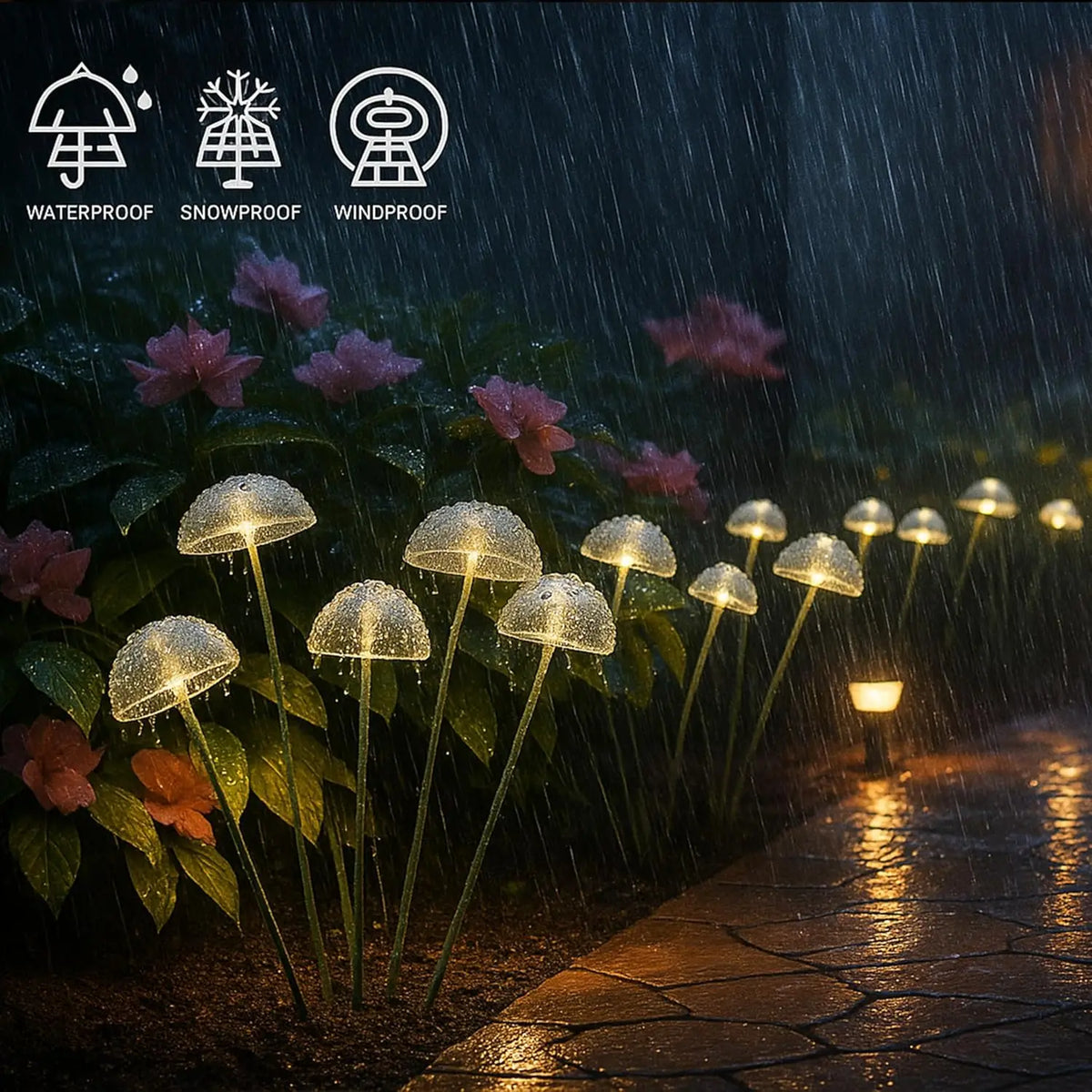 1pc Solar Mushroom Lights Dual Mode LED Waterproof Outdoor