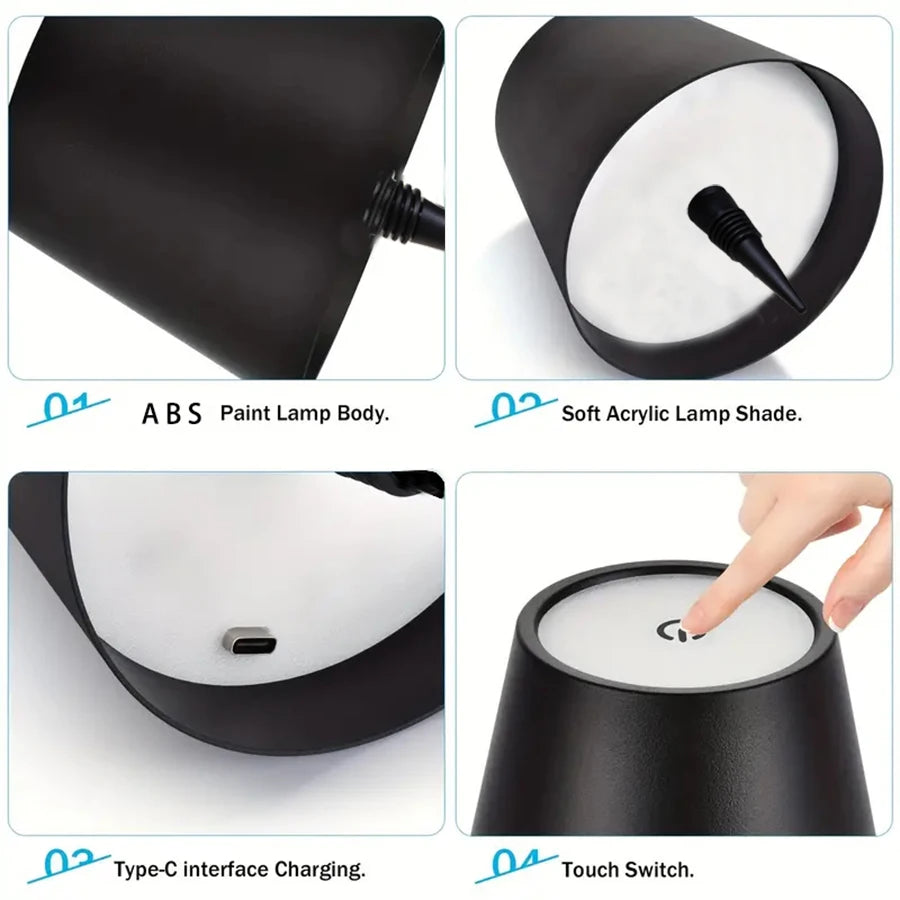 Wireless Touch Control Bottle Table Lamp with 3 Colors