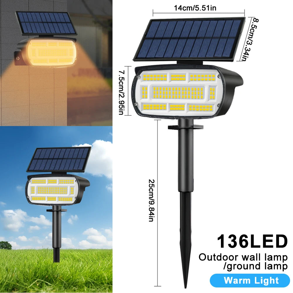 Solar Powered Wall Light Auto On/Off for Yard Garden Pathway
