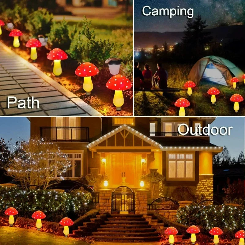 LED Solar Landscape Ground Lights Cute RED Mushroom