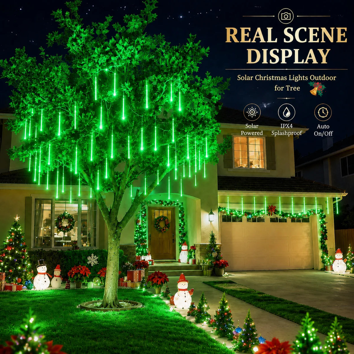 Solar Meteor Shower Lights Outdoor Meteor Lights 8Tubes