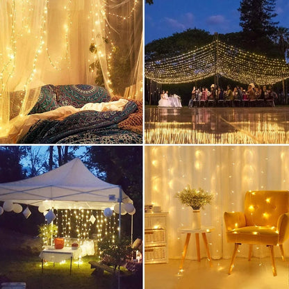 LED Garland Curtain Lights 8 Modes USB Remote Control