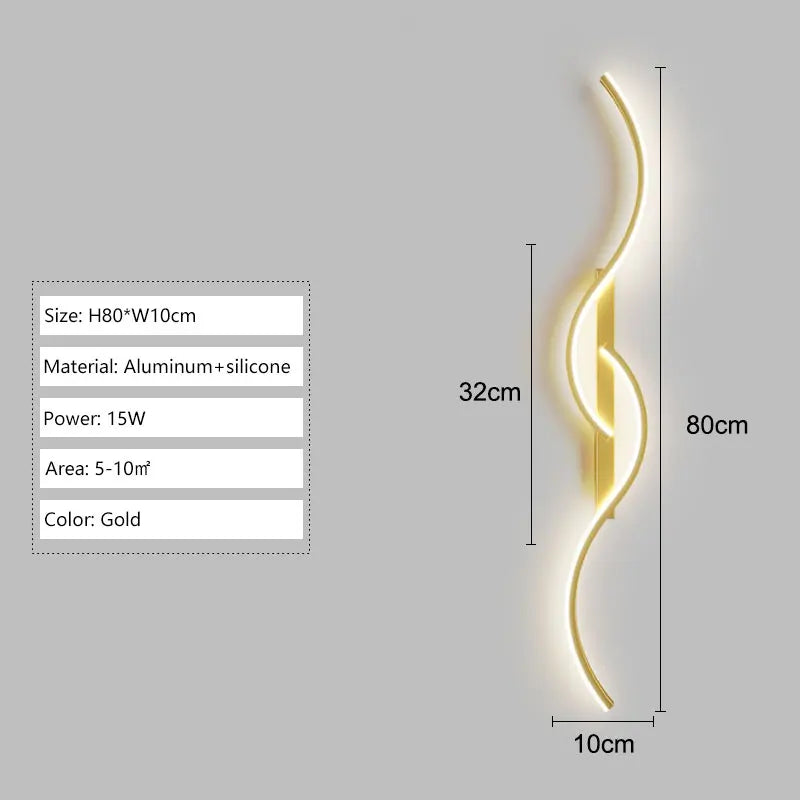 Long Strip LED Wall Lamps for Bedroom Living Room Indoor
