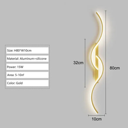 Long Strip LED Wall Lamps for Bedroom Living Room Indoor