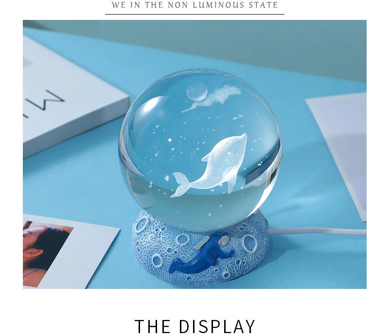 New Crystal Ball Night Light Ornament Luminous Resin Base Glass