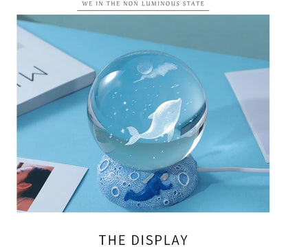 New Crystal Ball Night Light Ornament Luminous Resin Base Glass