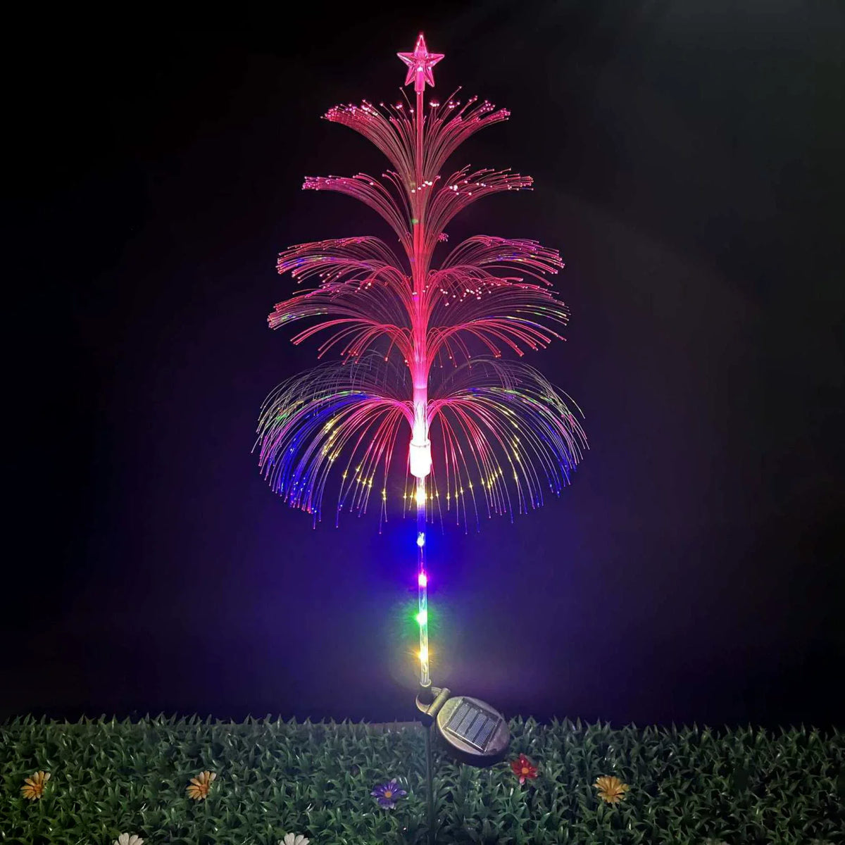 Solar Jellyfish Garden Stake Lights, Color Changing Fiber Optic Star