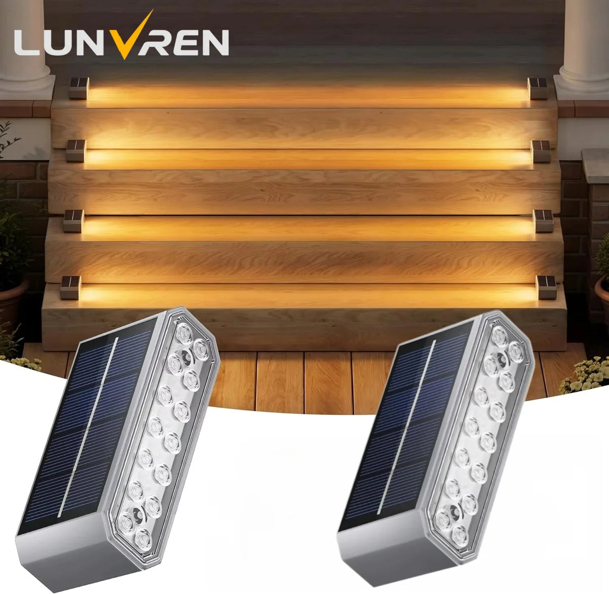 14LED 2PACK Solar Step Lights Outdoor Waterproof LED Solar