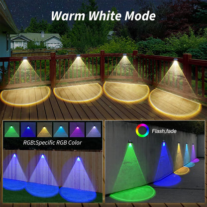 Solar Wall Lamp Solar Fence Lights RGB Modes