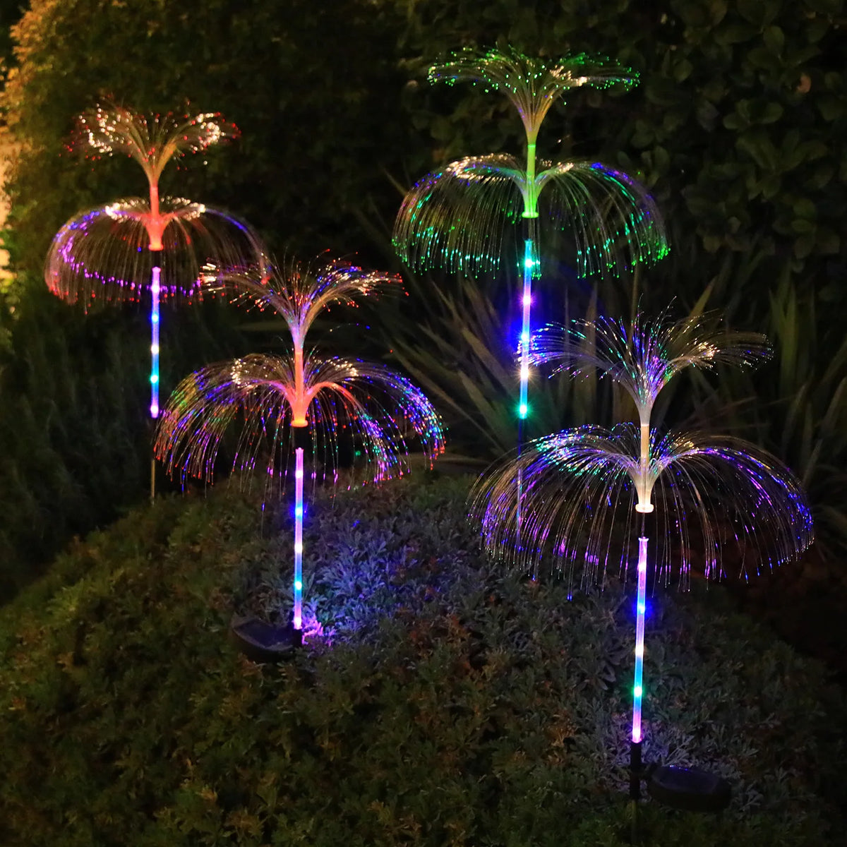 Solar Jellyfish Garden Stake Lights, Color Changing Fiber Optic Star