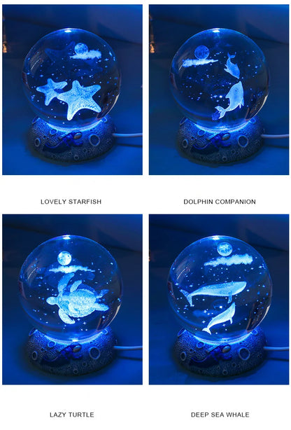 New Crystal Ball Night Light Ornament Luminous Resin Base Glass