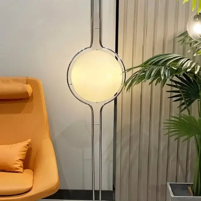 Nordic Floor Lamp Chrome Metal White Acrylic Ball Lamp