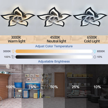 IRALAN Ceiling Fan with Lights Modern Dimmable Flower Shape