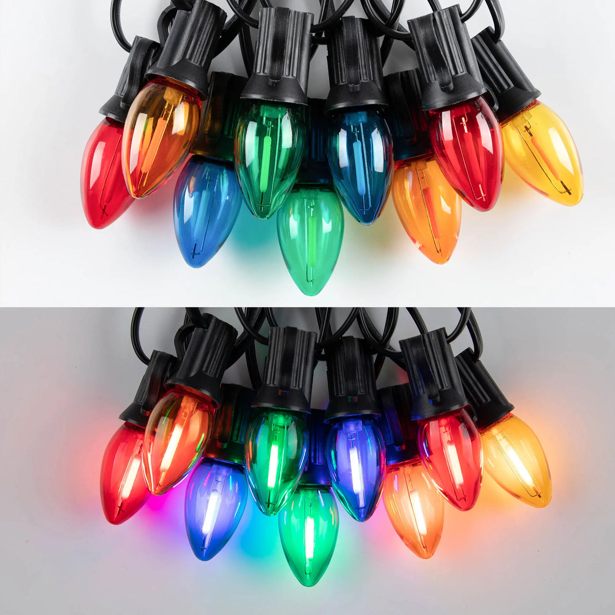 Christmas Outdoor String Lights Plastic C7 Colored Hanging Light