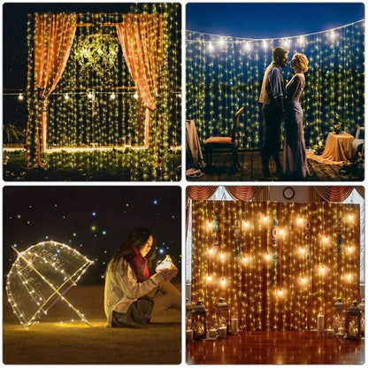 6x3M LED Curtain Icicle String Lights Christmas Fairy Lights