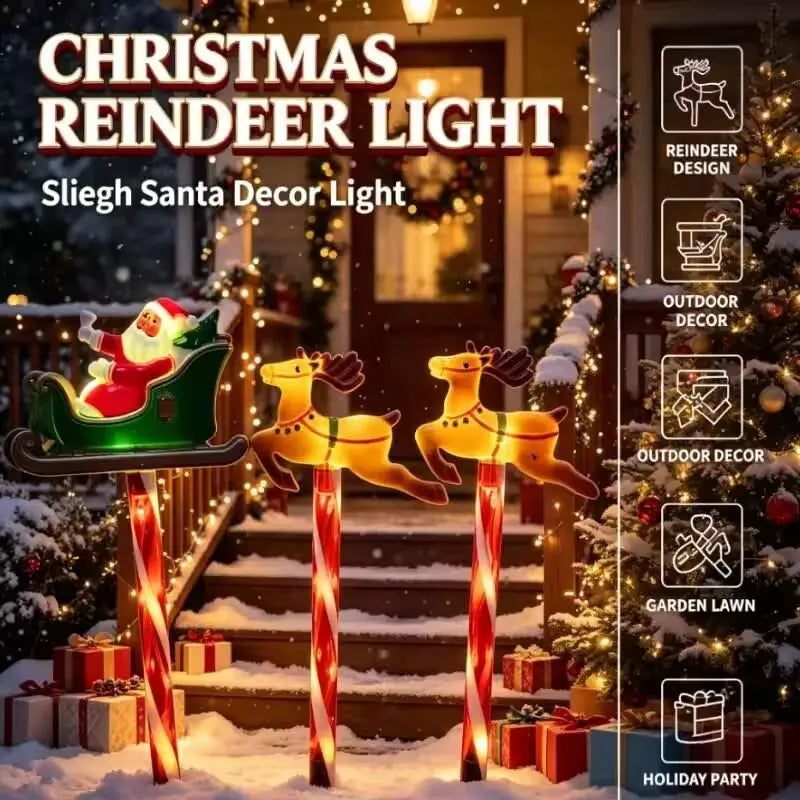 5 Pieces /Set LED Solar Christmas Santa Claus&Reindeer Garden Lights