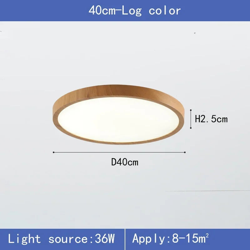 Modern LED Ceiling Light Circular Ultrathin Wood Grain