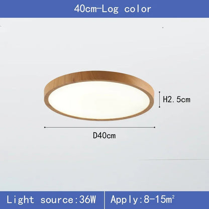 Modern LED Ceiling Light Circular Ultrathin Wood Grain