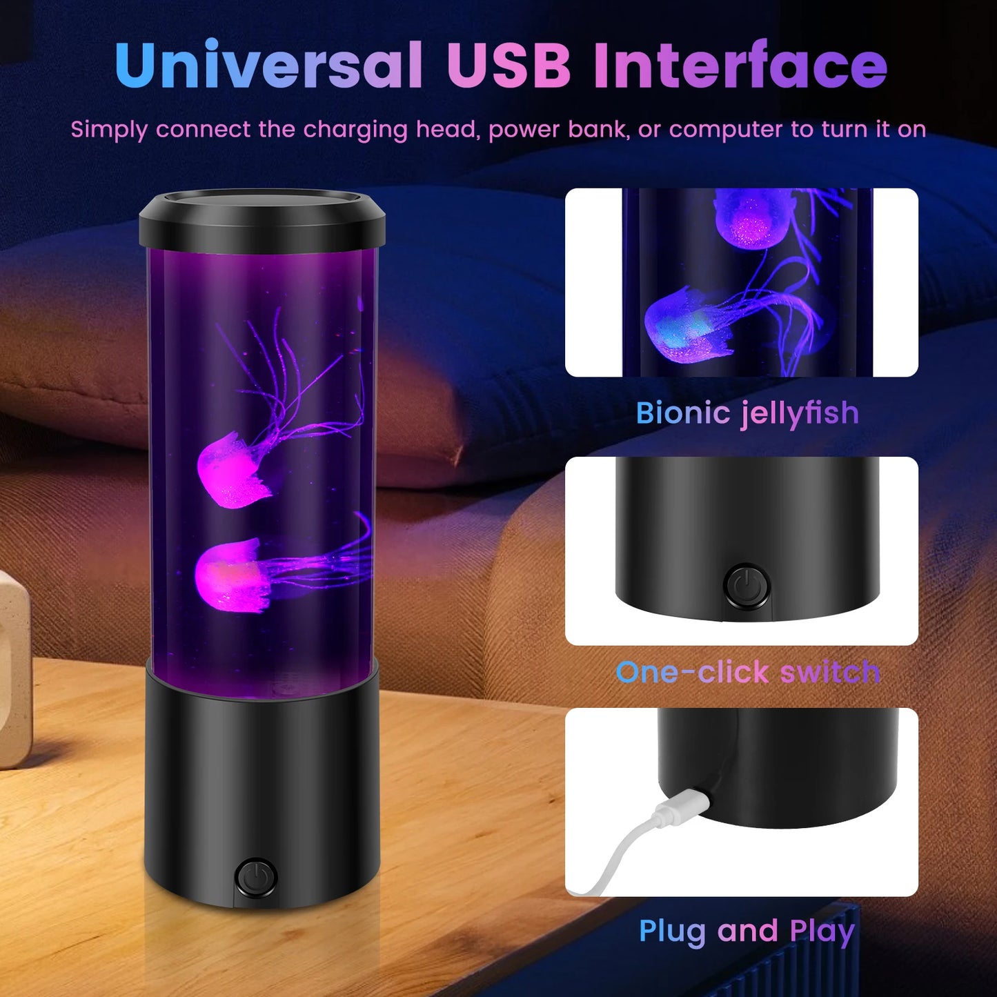 LED Jellyfish Lava Lamp Mini Aquarium Simulation Decorative