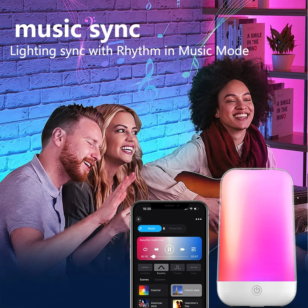 Smart Touch Bedside Table Lamp Dimmable RGB Bluetooth
