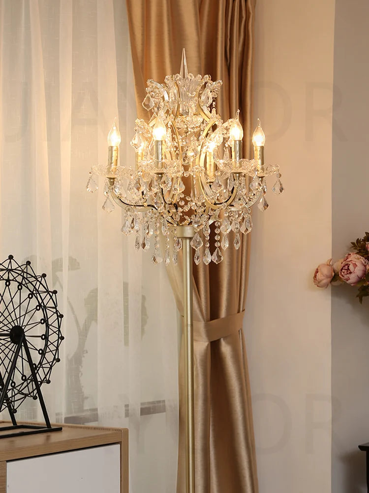 Luxury Crystal Floor Lamp Living Room Bedroom Bedside Lamp