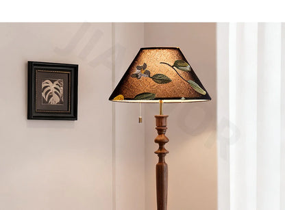 French Retro Solid Wood Floor Lamp Living Room Standing Lamp