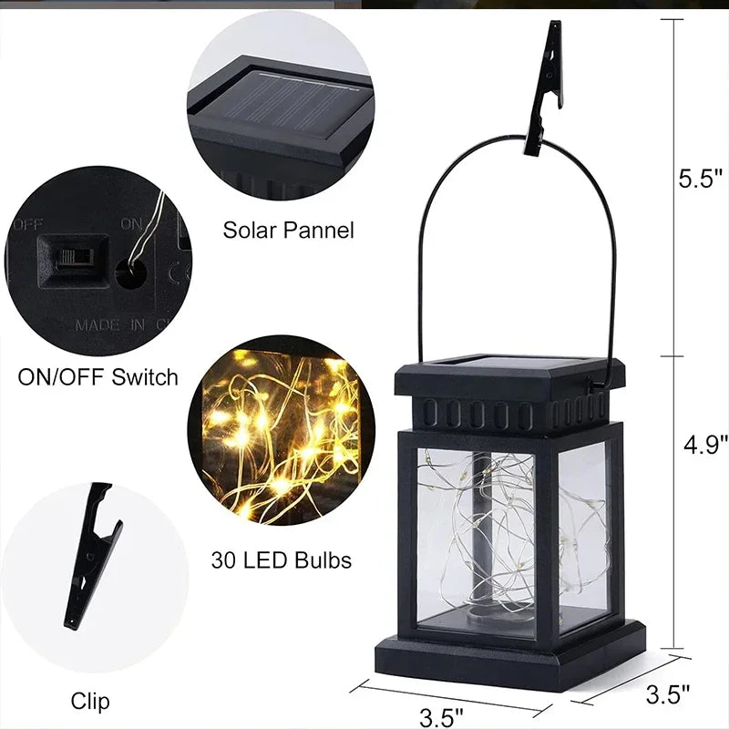1~3 Pack Solar Lights Outdoor Hanging Lanterns  LED String Lamp