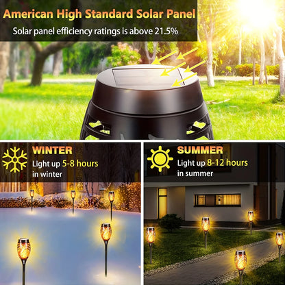 Solar Garden Flame Lights Flickering Flame Lamp Outdoor Lawn Light