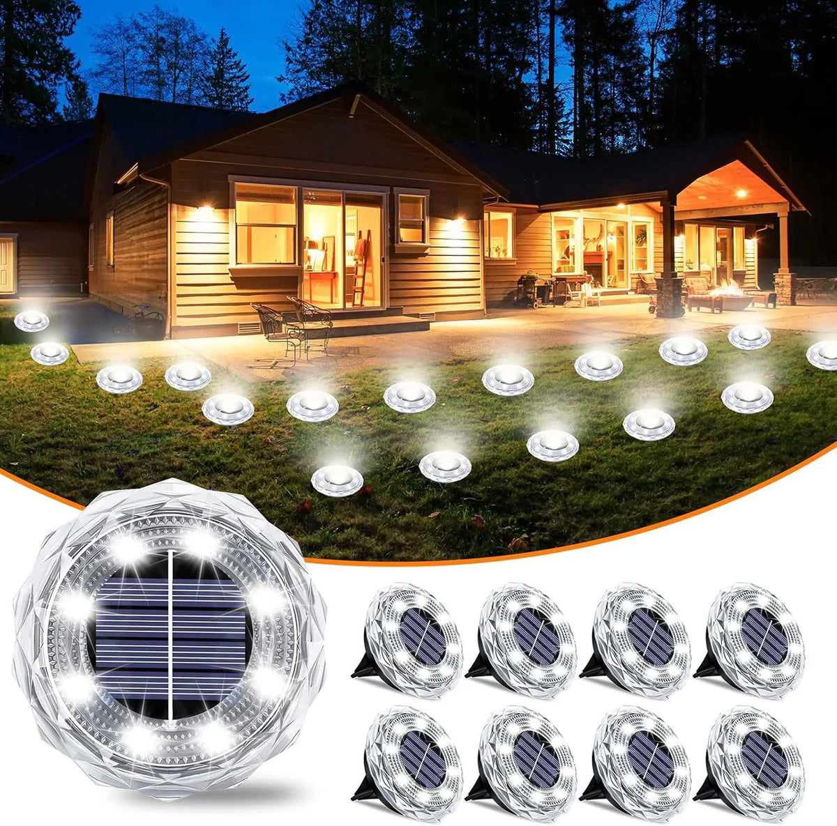 4Pack Outdoor Solar Ground Buried Light Crystal Diamond