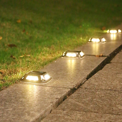4PCS Solar Dock Lights 8LEDs Deck Driveway Light Outdoor