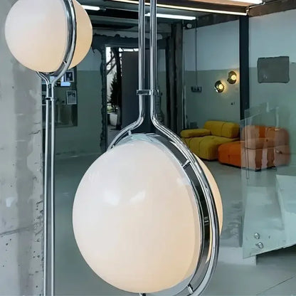 Nordic Floor Lamp Chrome Metal White Acrylic Ball Lamp