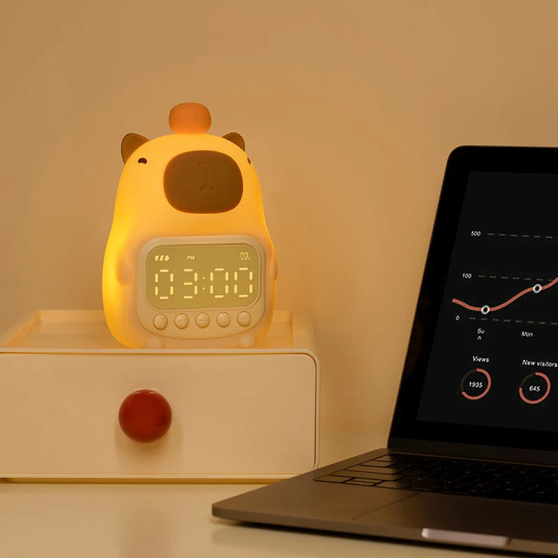 Capybara Alarm Clock with Night Lights Sleep Wake Up Clocks