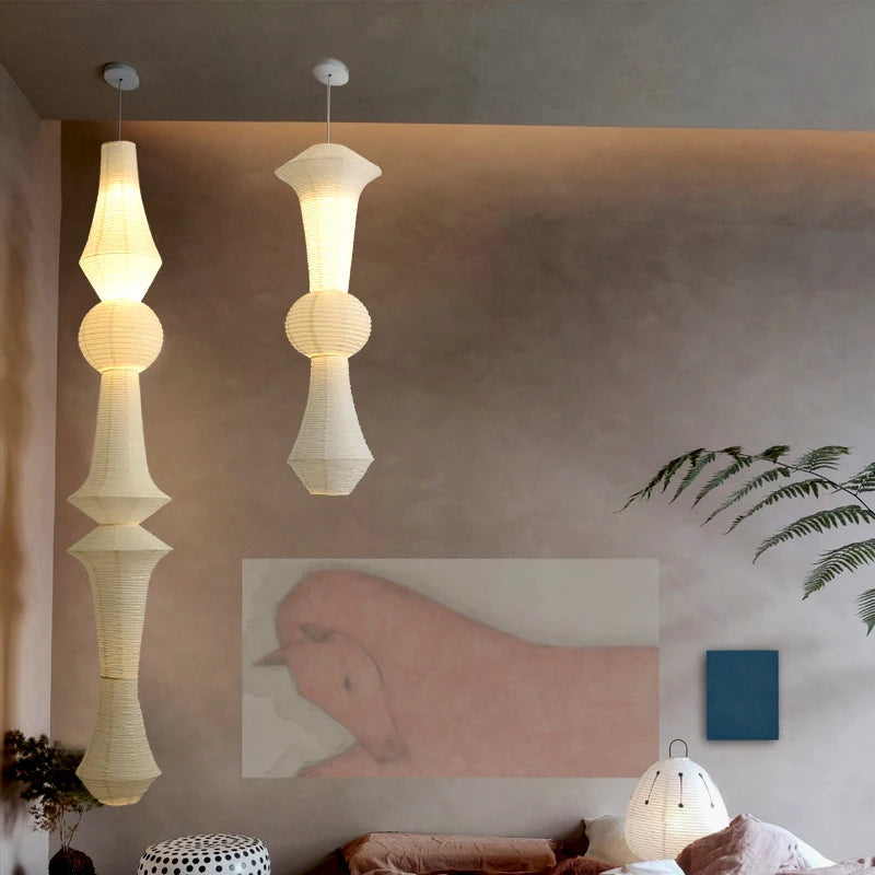 Nordic Wabi Sabi Wind Rice Paper Led Pendant Lights