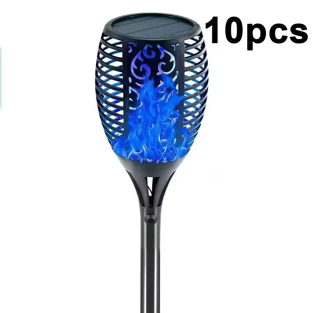 Solar Garden Flame Lights Flickering Flame Lamp Outdoor Lawn Light