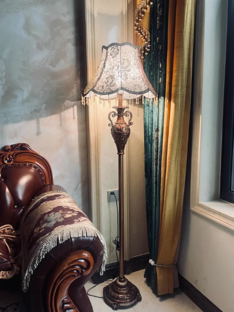 European Luxury Floor Lamp Retro Home Living Room Lamp