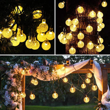 LED Solar Powered Crystal Ball Fairy String Lights Garden