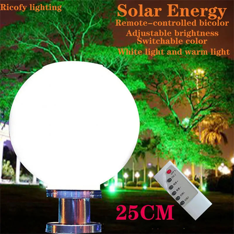 LED Ball Solar Outdoor Light Stainless Steel Solar Post Light