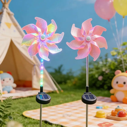 1PC Colorful Windmill Solar Garden Lamp Outdoor Pathway