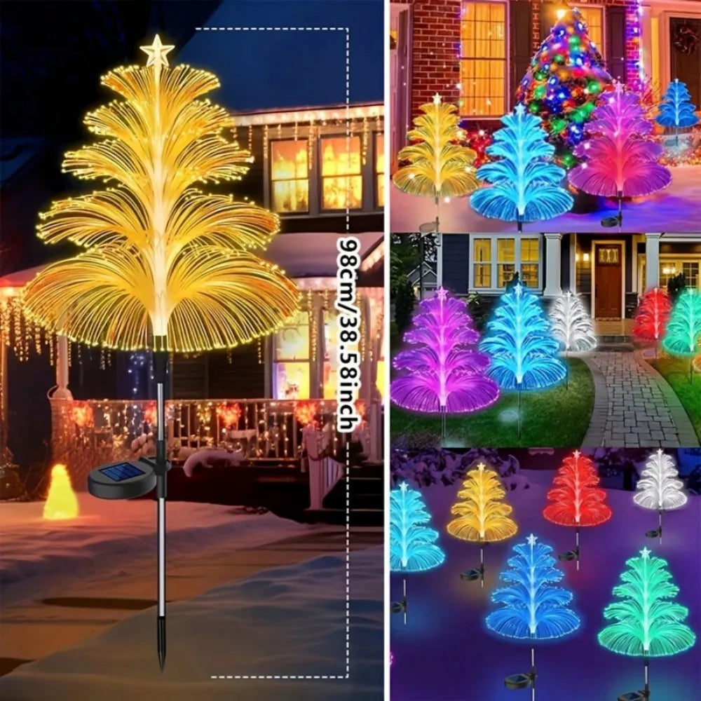 Solar 7-Color Changing Fiber Optic Christmas Tree Stake Lights