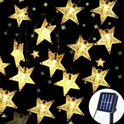 Solar Star String Lights Outdoor Waterproof LED Solar Powered Fairy Lights